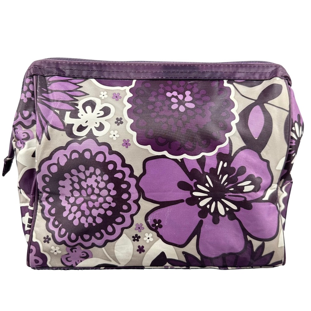 Thirty-One Glamour Case Plum Awesome Blossom Toiletry Cosmetic Travel Bag